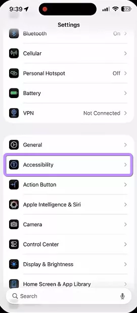 find the "Accessibility" option