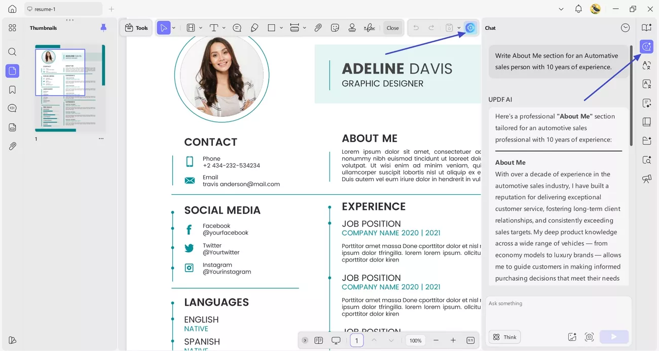 access updf ai write summary