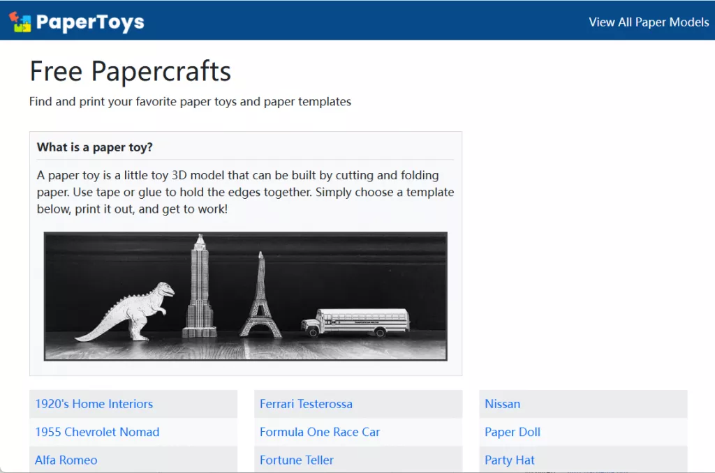 paper toy site