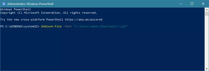 unblock pdfs in powershell