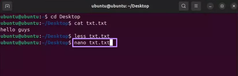 type nano filename.txt