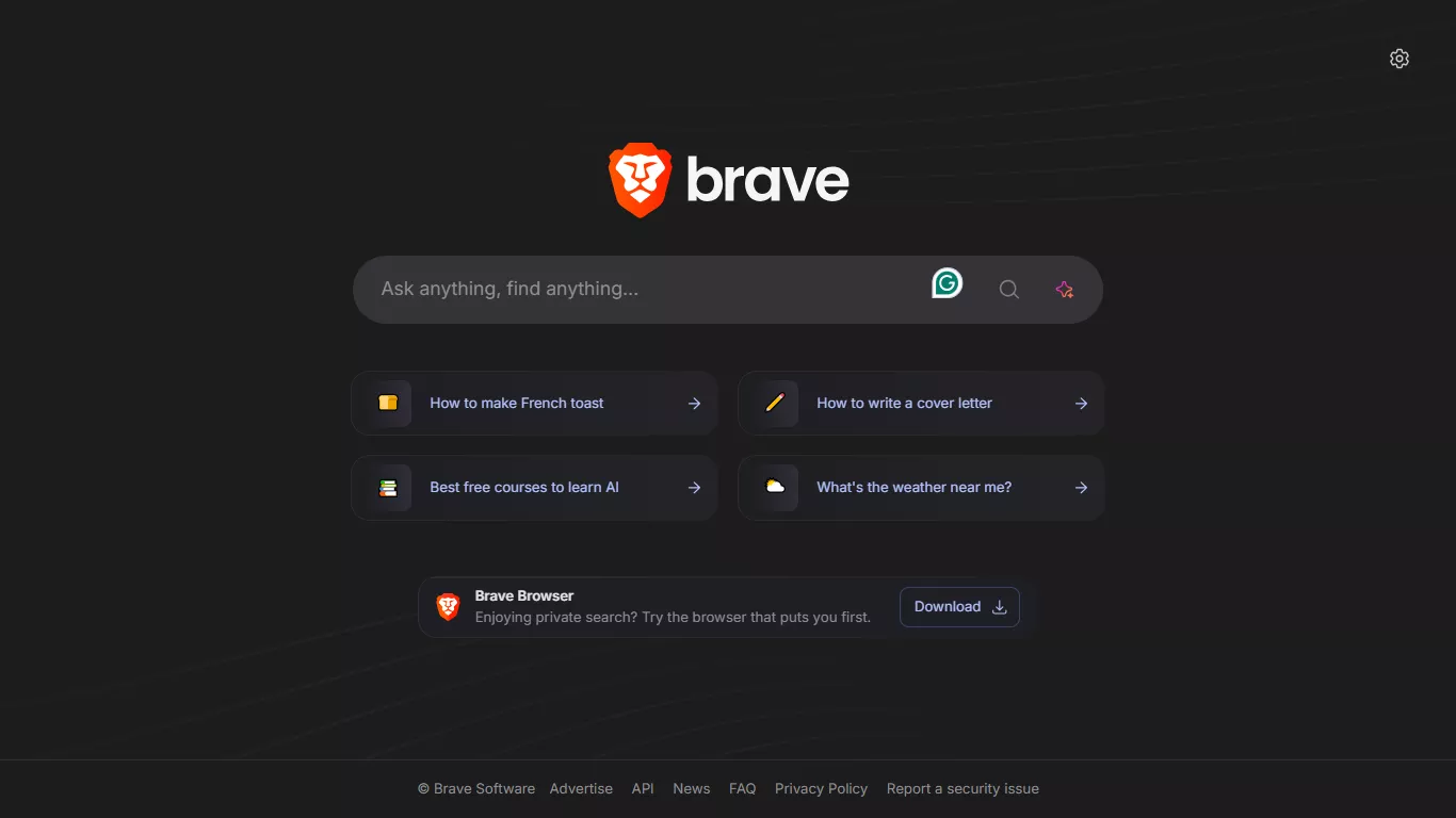 brave search interface