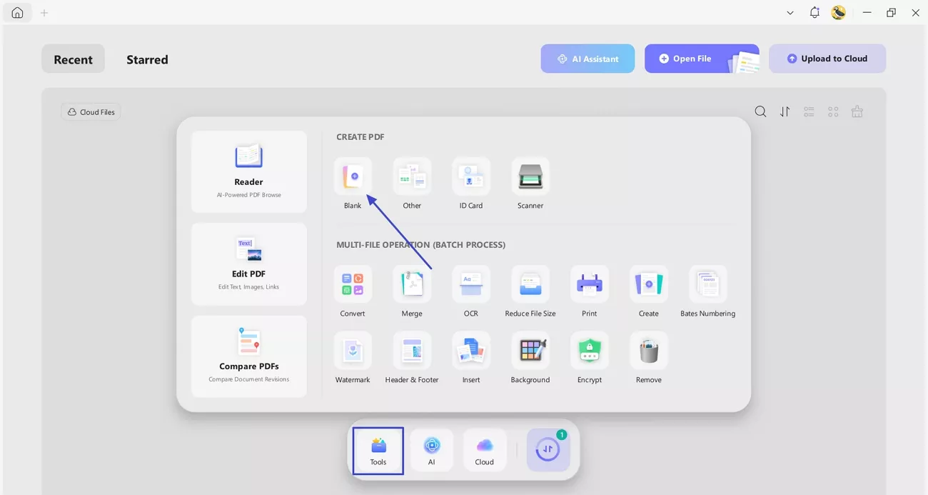 create blank pdf updf
