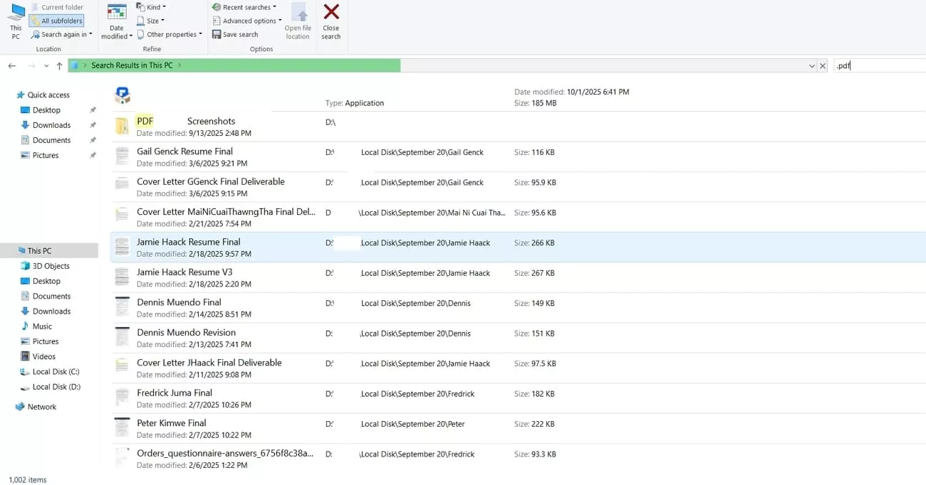 search pdf files windows file explorer