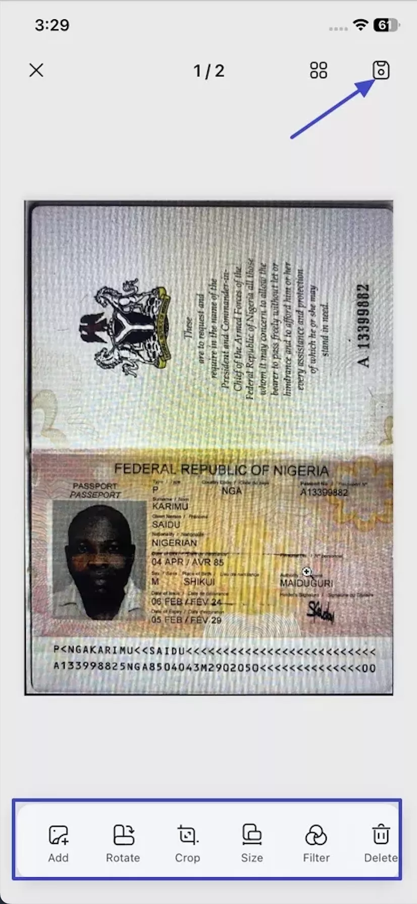 click the save button