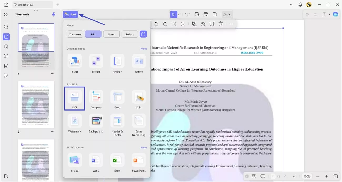 access ocr setting updf