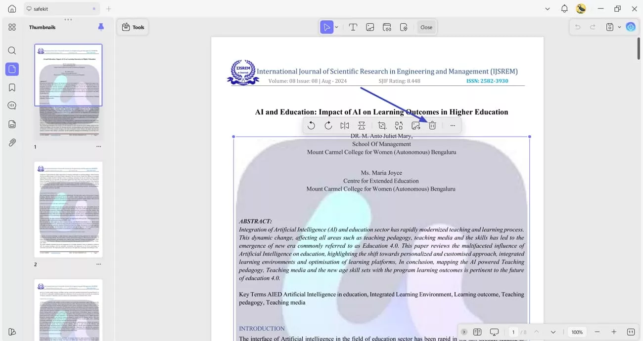 select watermark delete editing interface