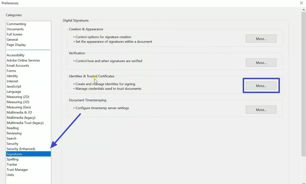 choose signature tab