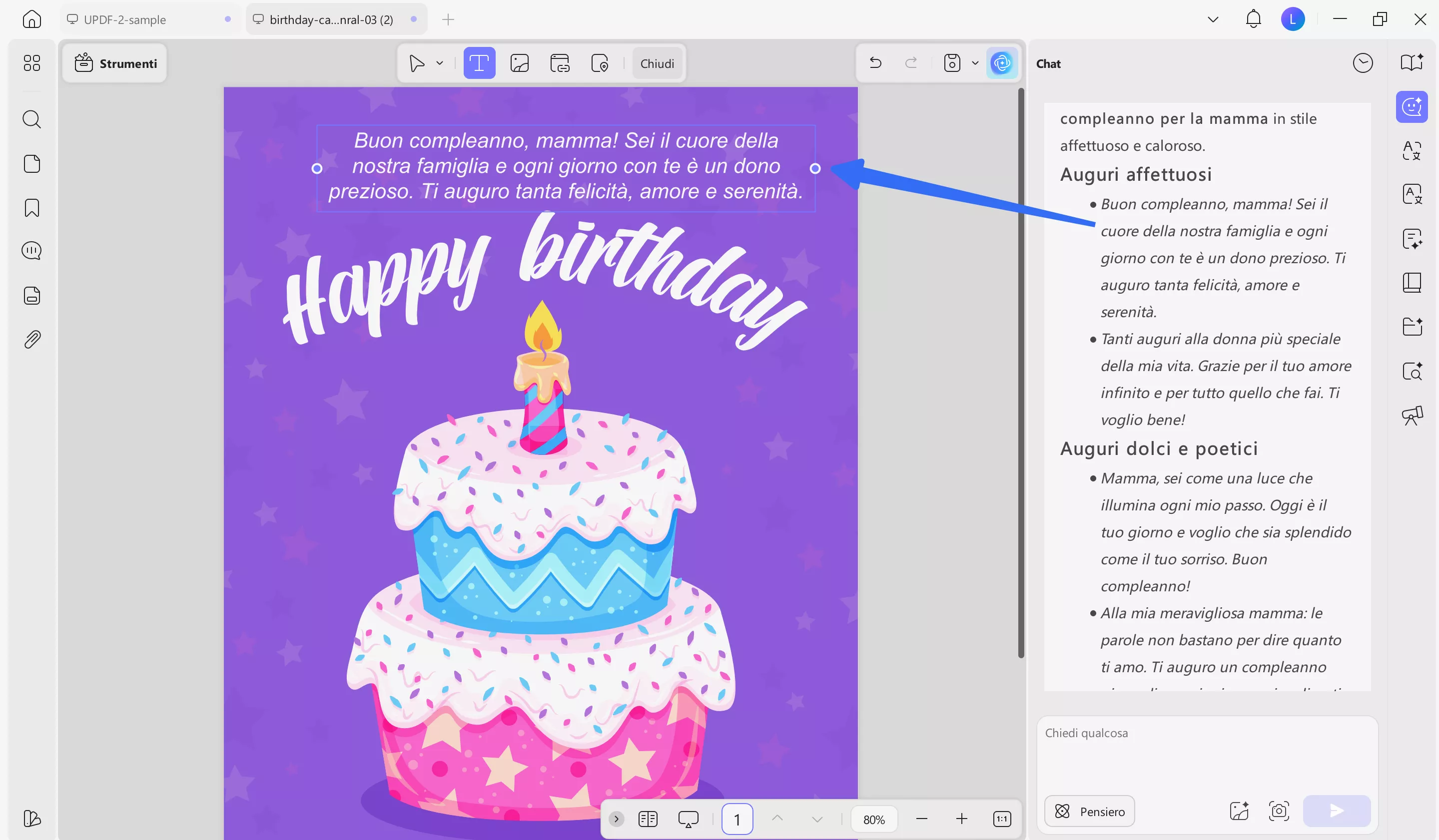 enter edit mode and customize text