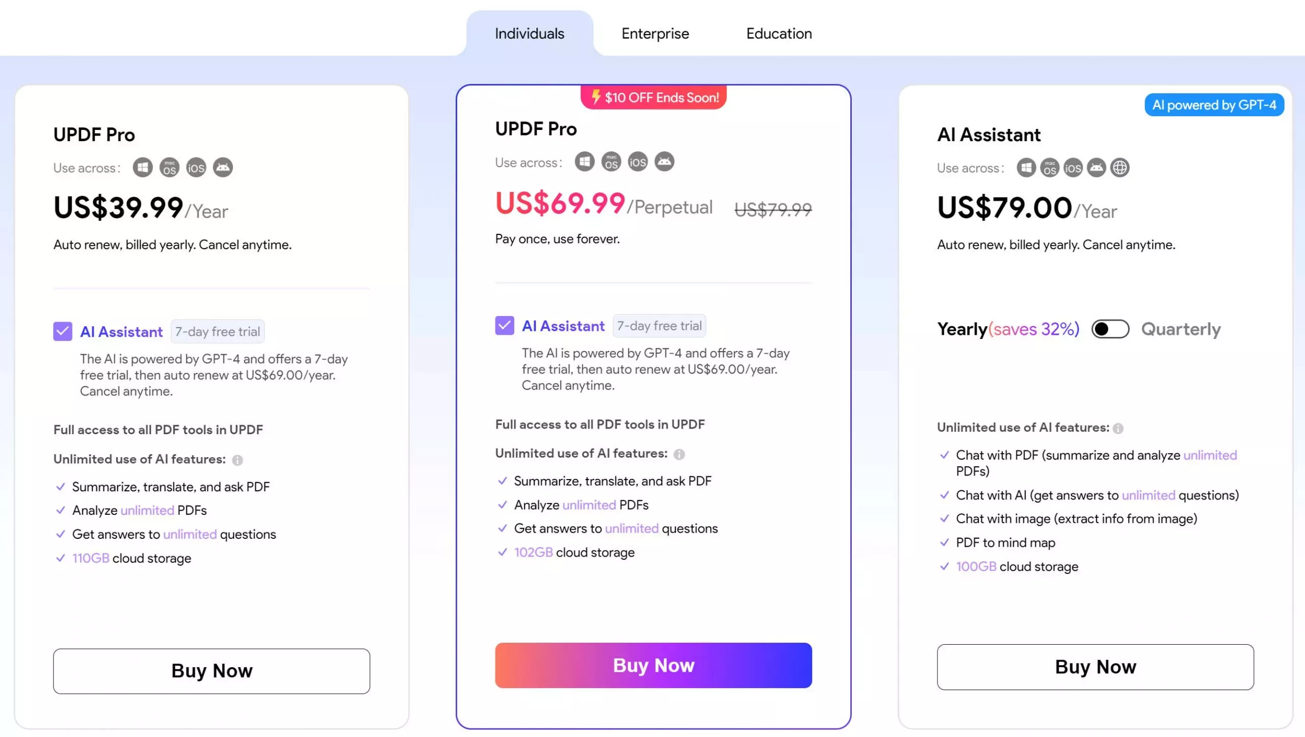updf lifetime individual plan