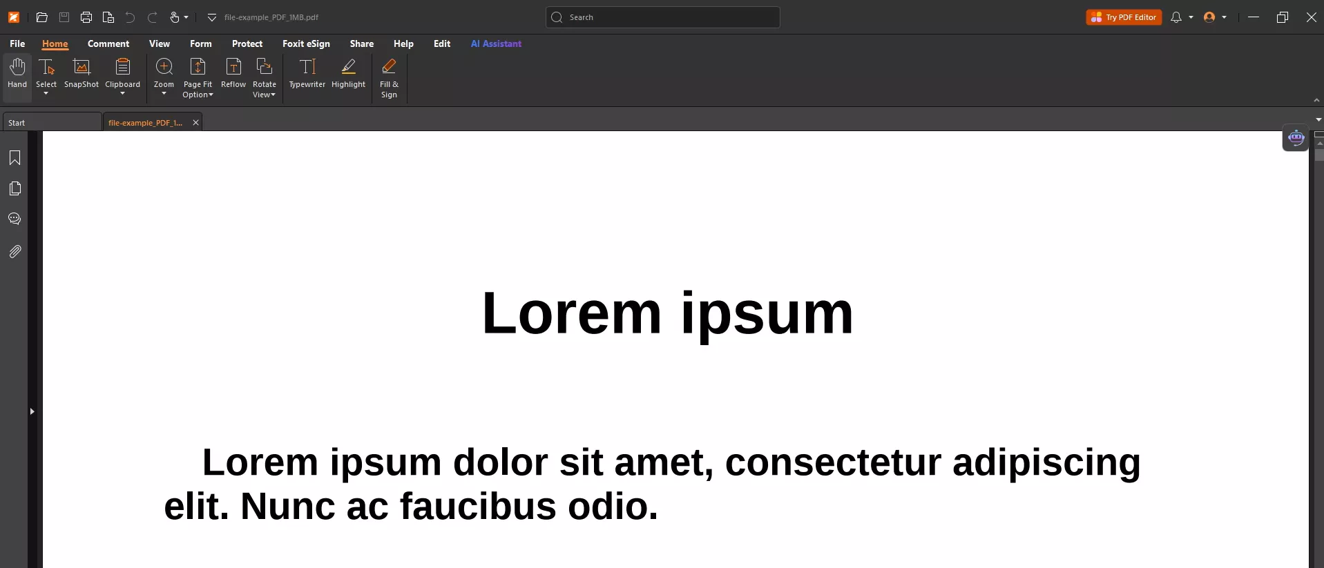 Foxit PDF Editor interface showing document editing tools