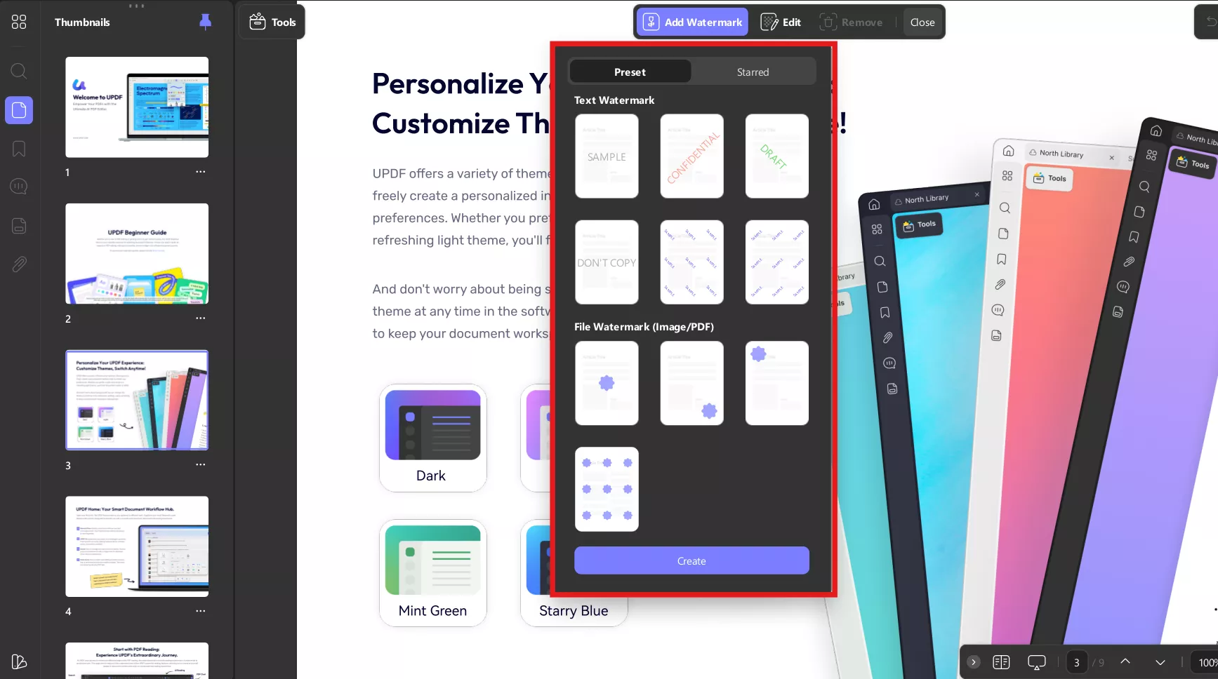 UPDF watermark feature applied to an AI-generated PDF document