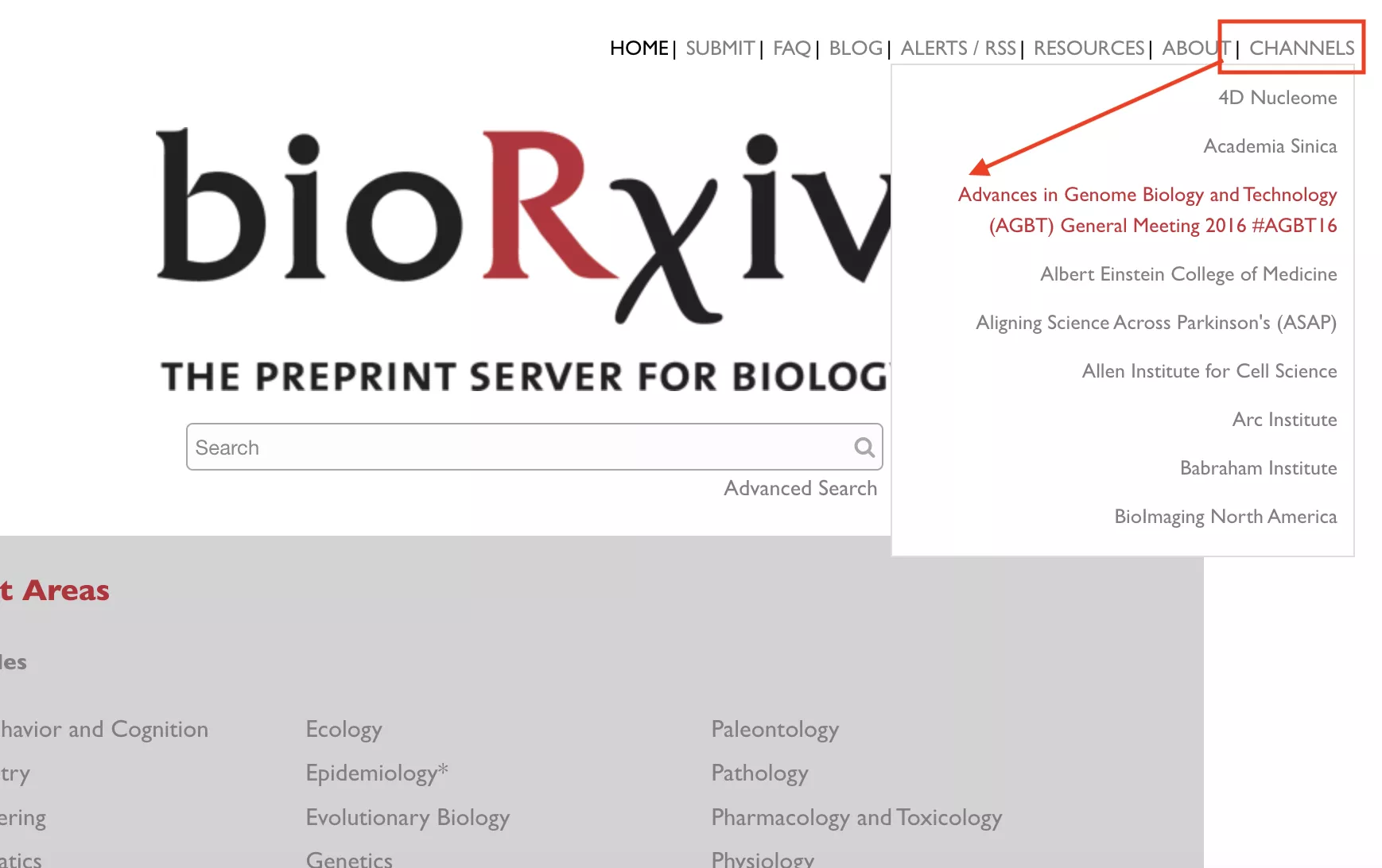 biorxiv channels section