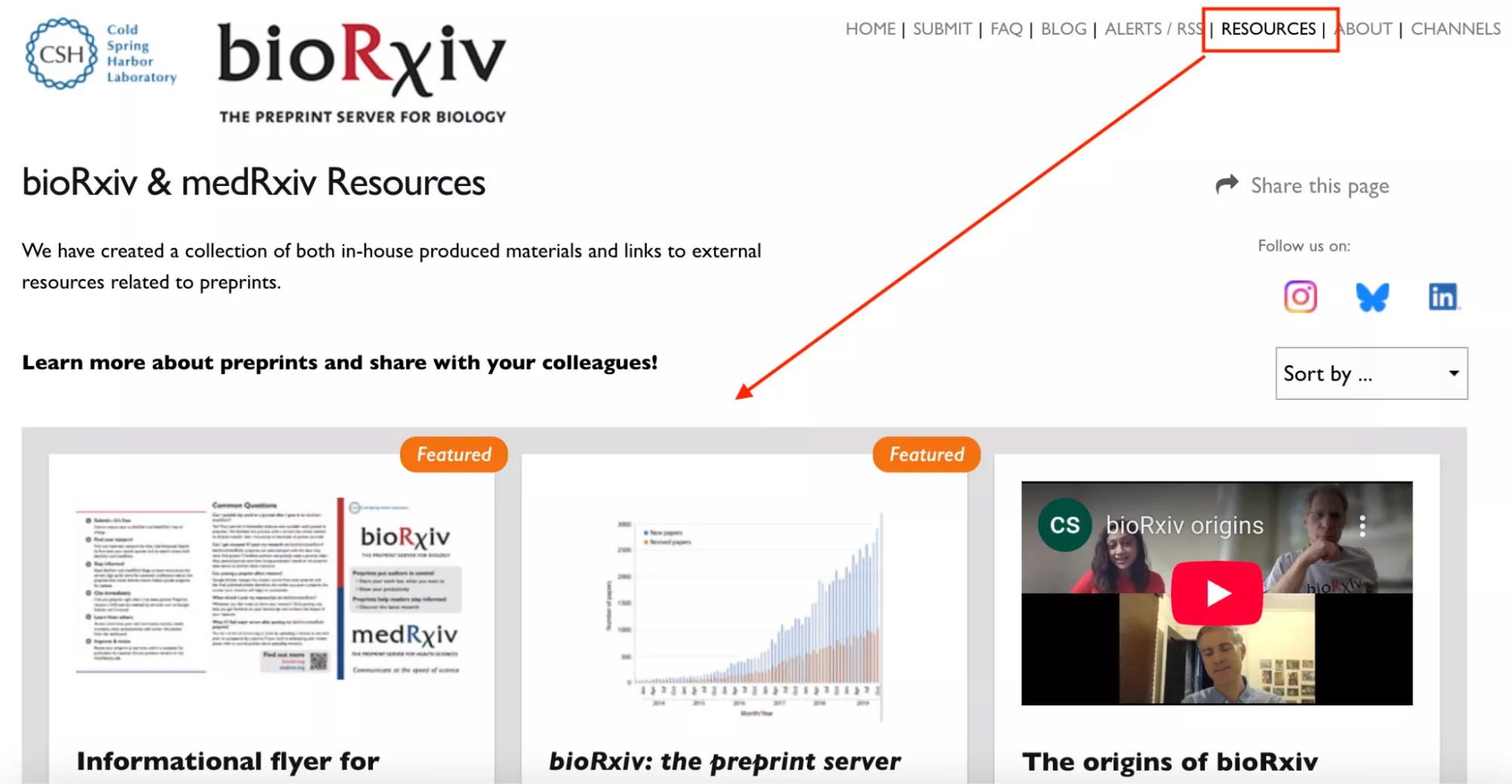 biorxiv resources section