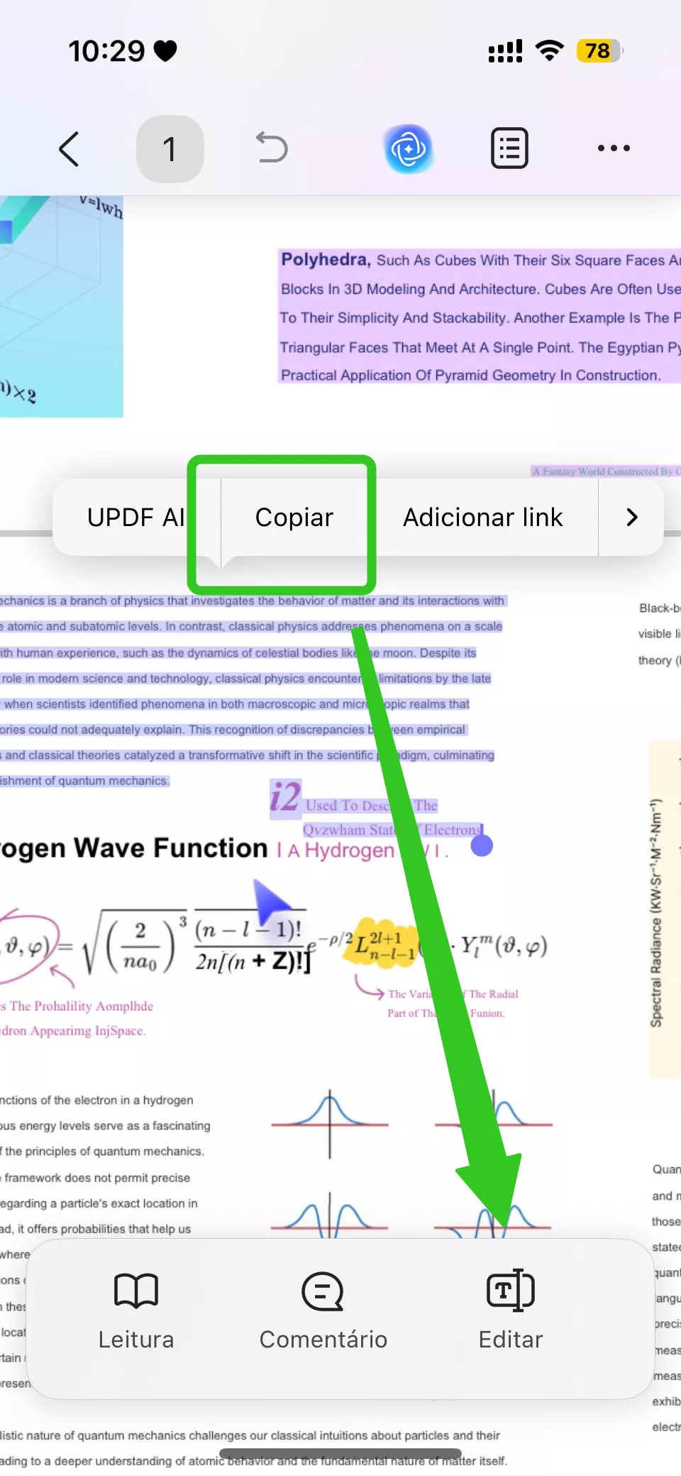 copiar o texto e editar isso