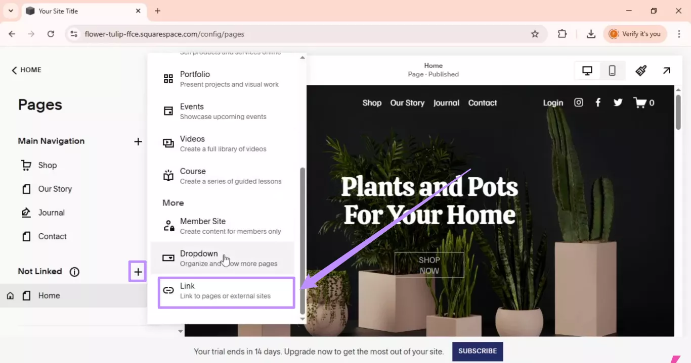 choose the link option