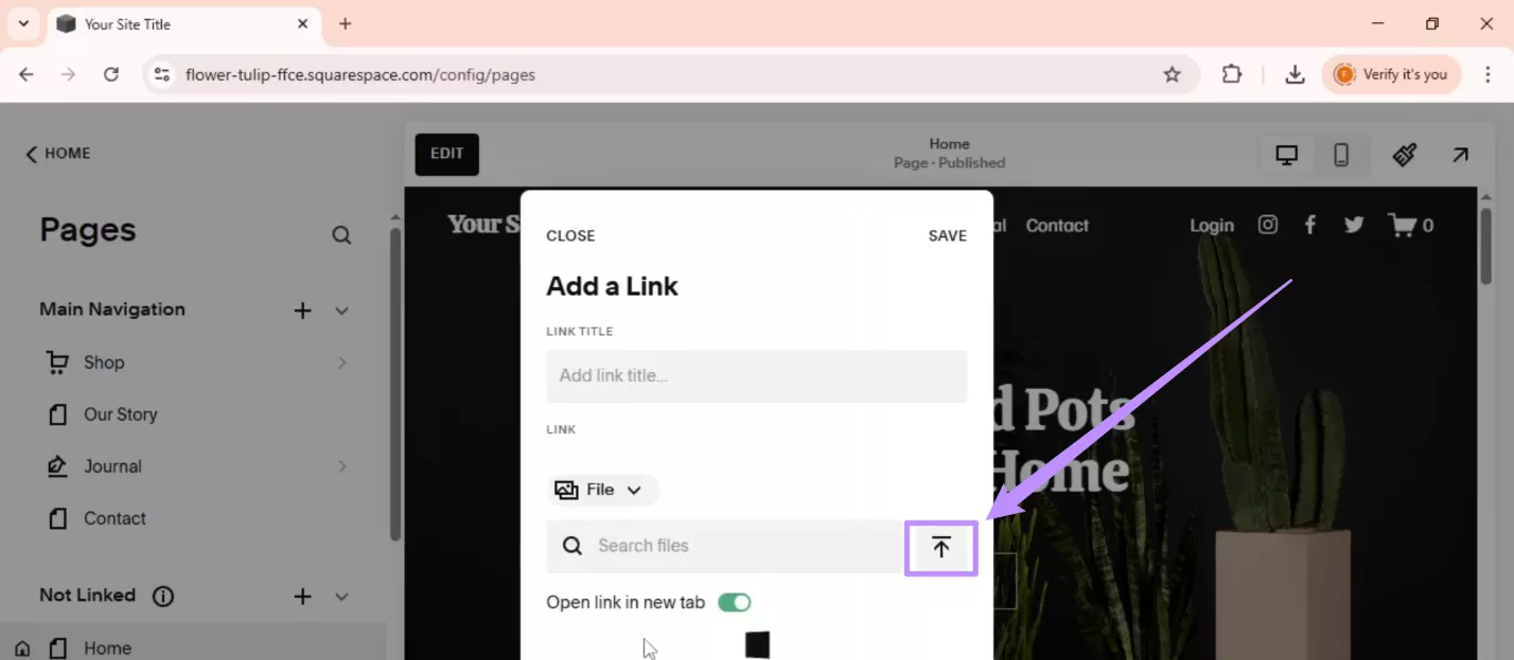 click the upload button