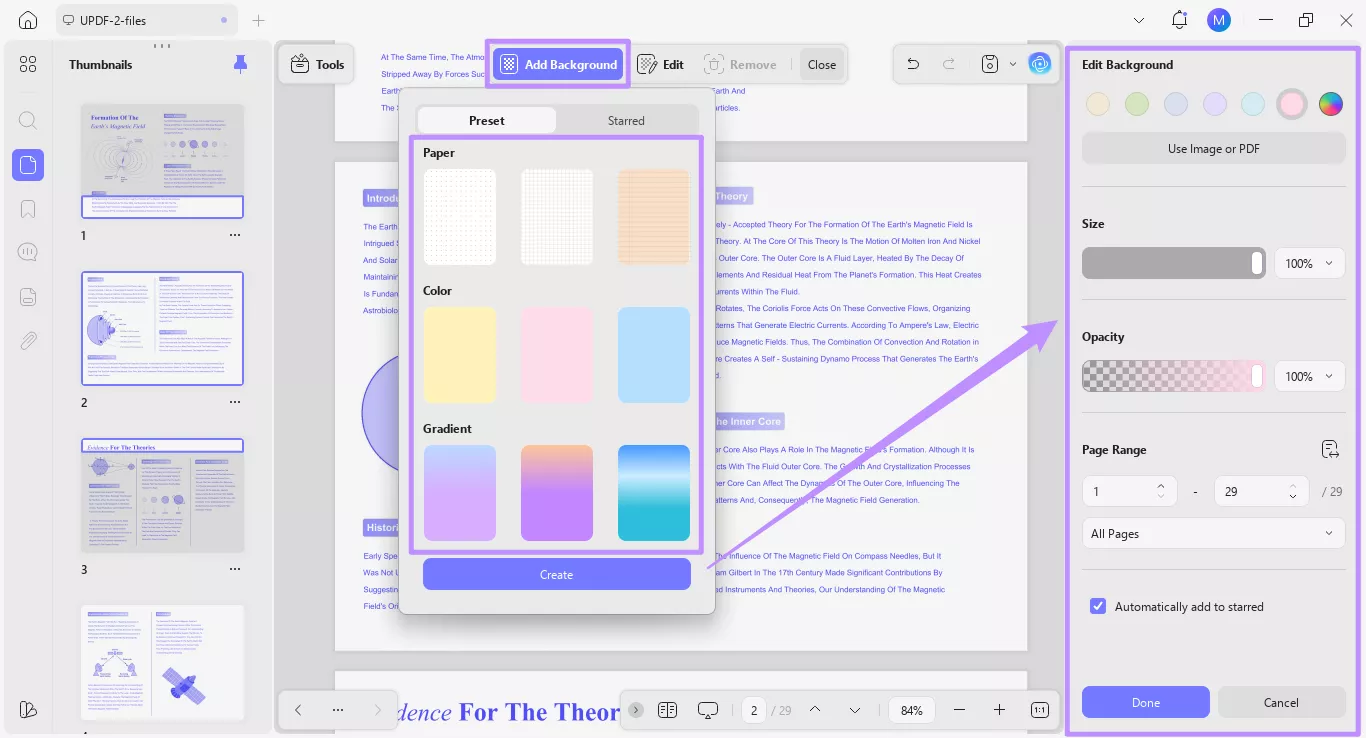 customizing backgrounds