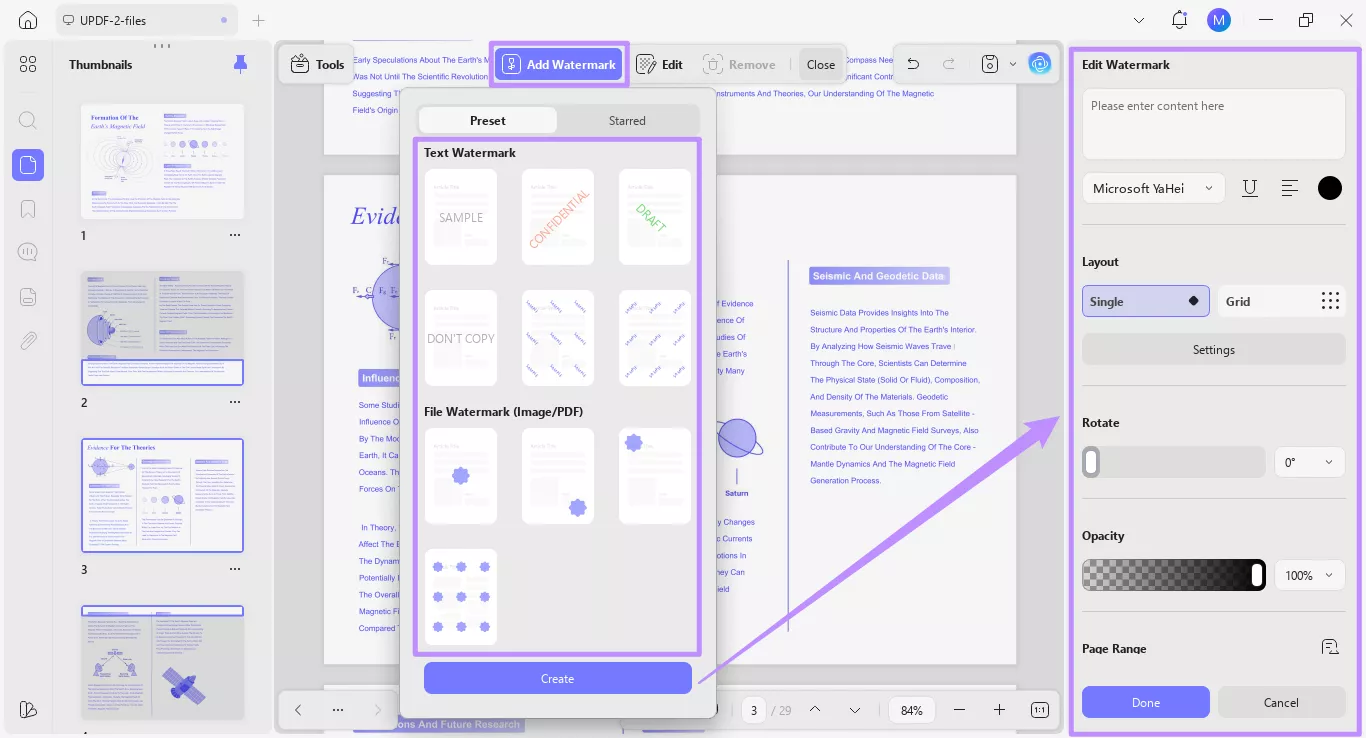 customizing watermarks