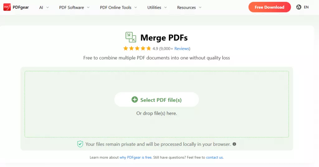 PDFgear在線合併PDF