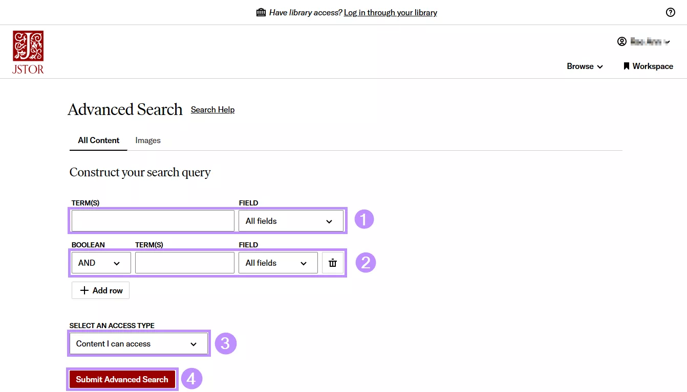 jstor advanced search options