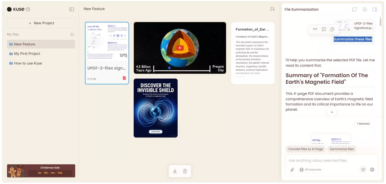 summarize documents kuse ai