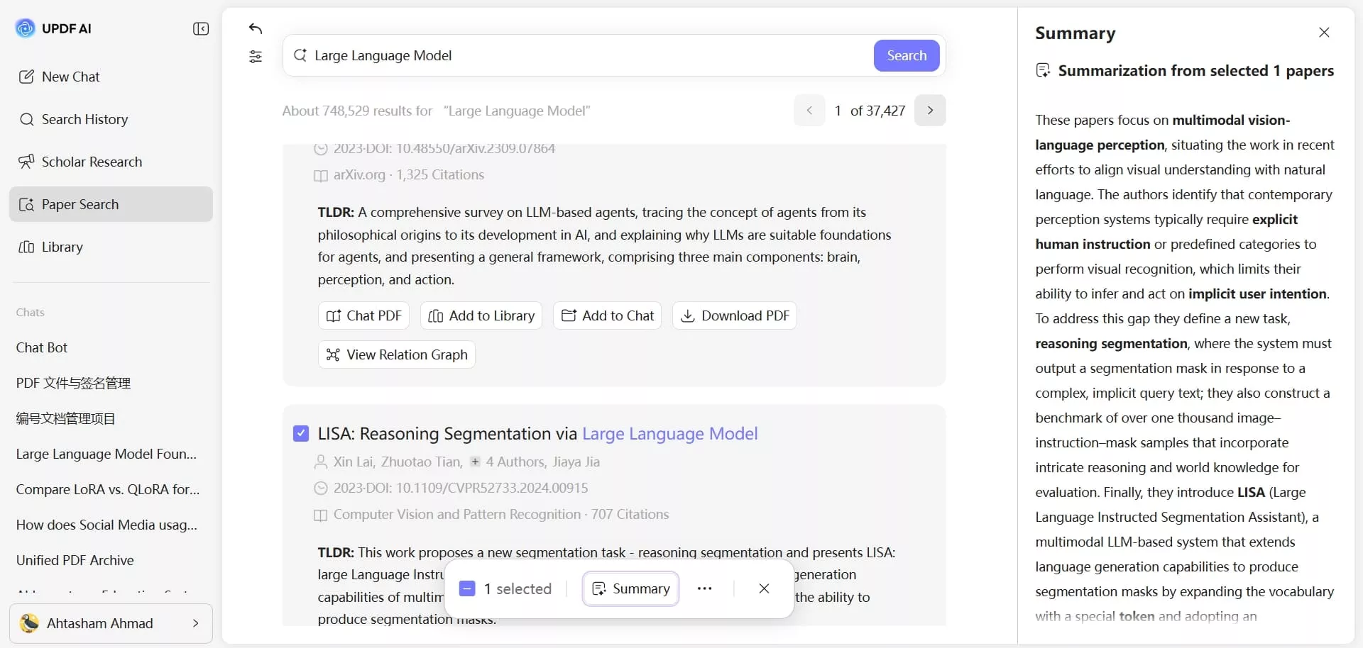 generate research papers summary updf