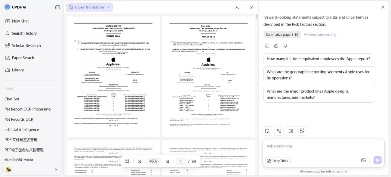 side by side translation comparison mode