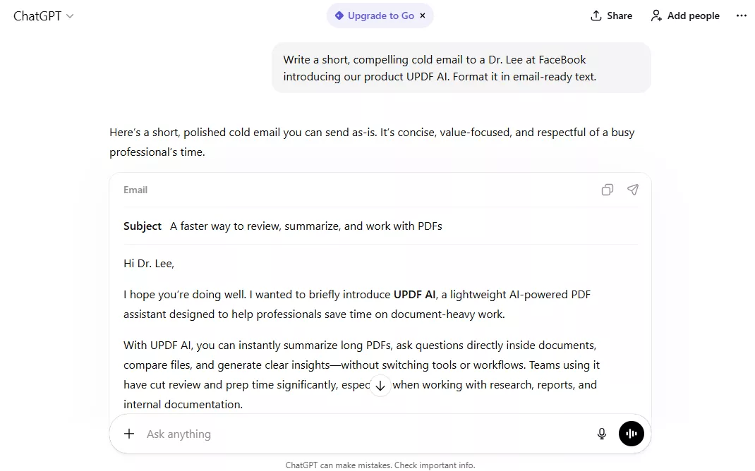 prompt for crafting email