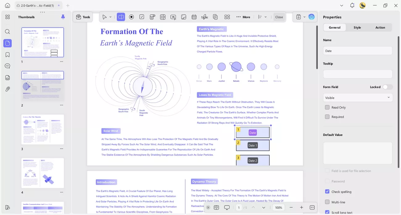 creating updf fillable form fields