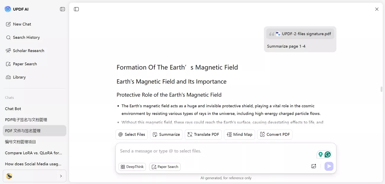summarize pdf updf ai online
