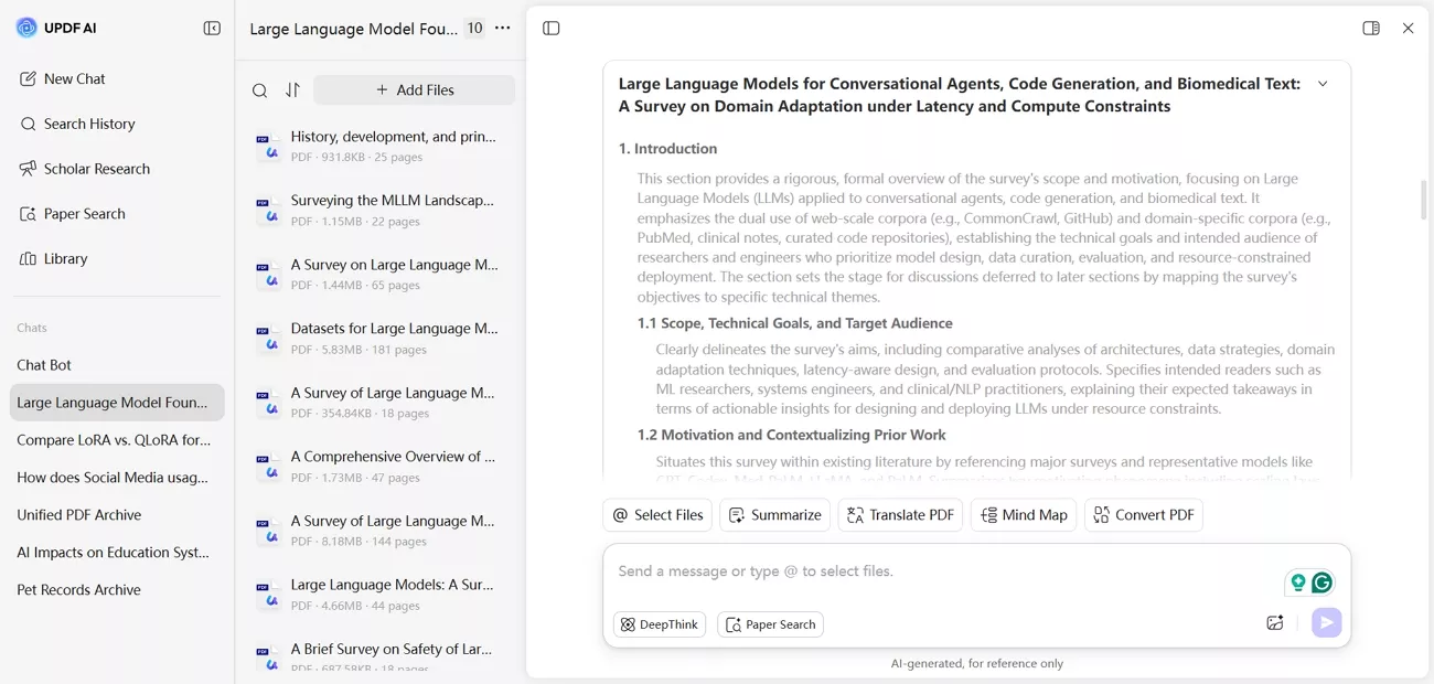 updf ai scholar research literature review