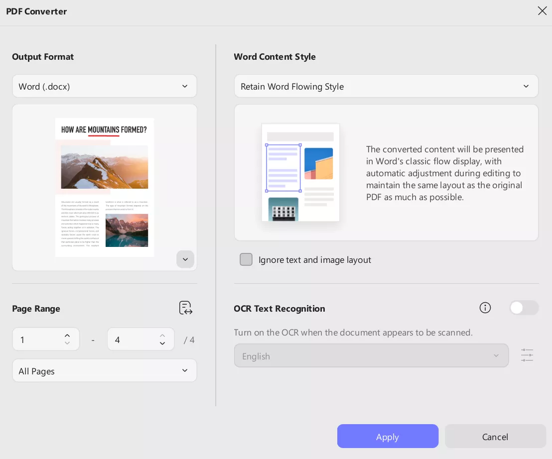 convert pdf with updf