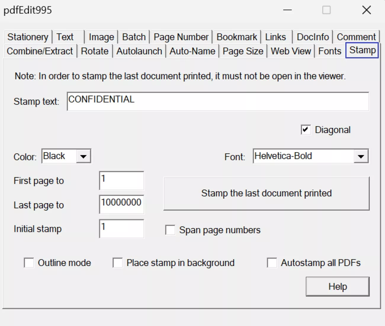 add stamp with pdf995
