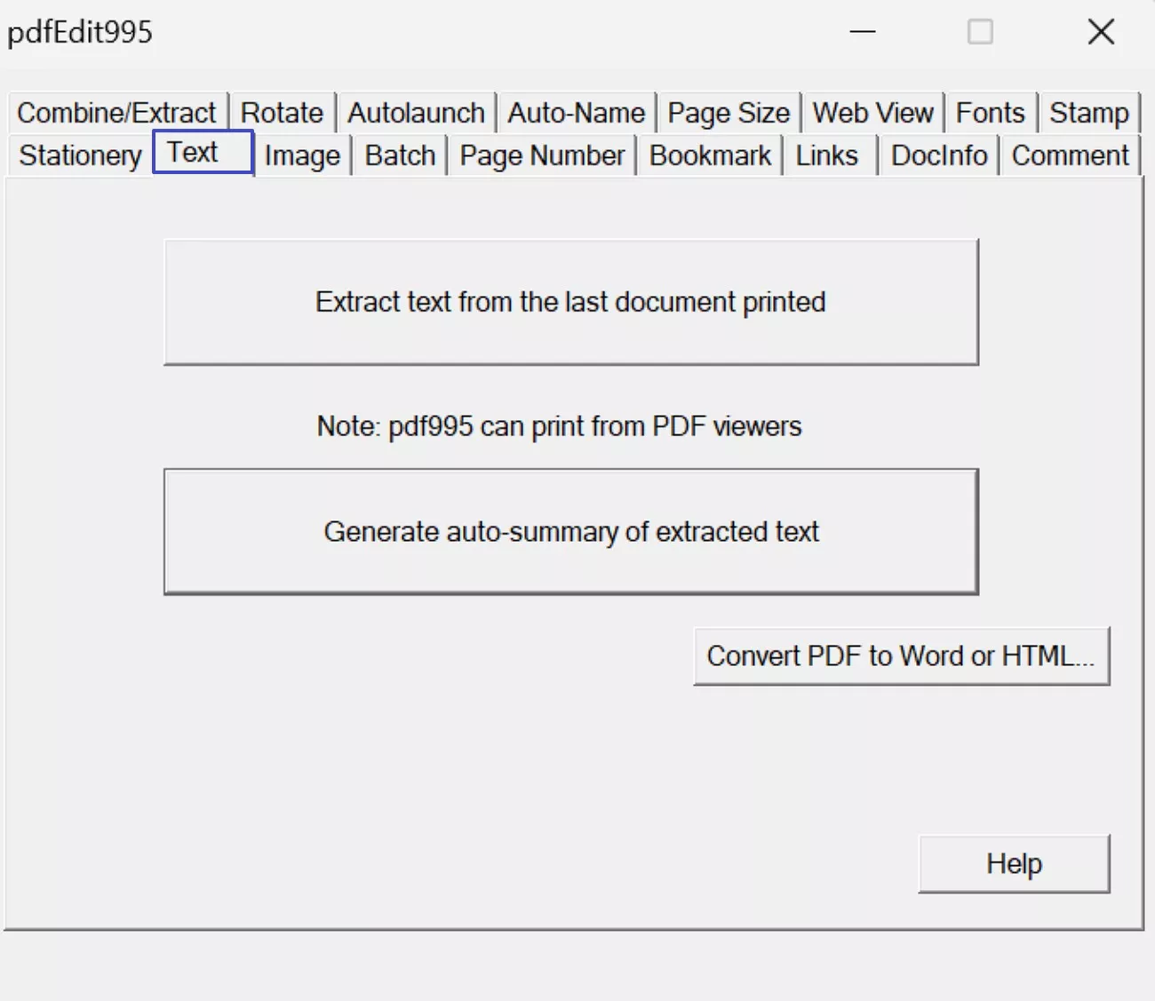 extract text from pdf with pdf995
