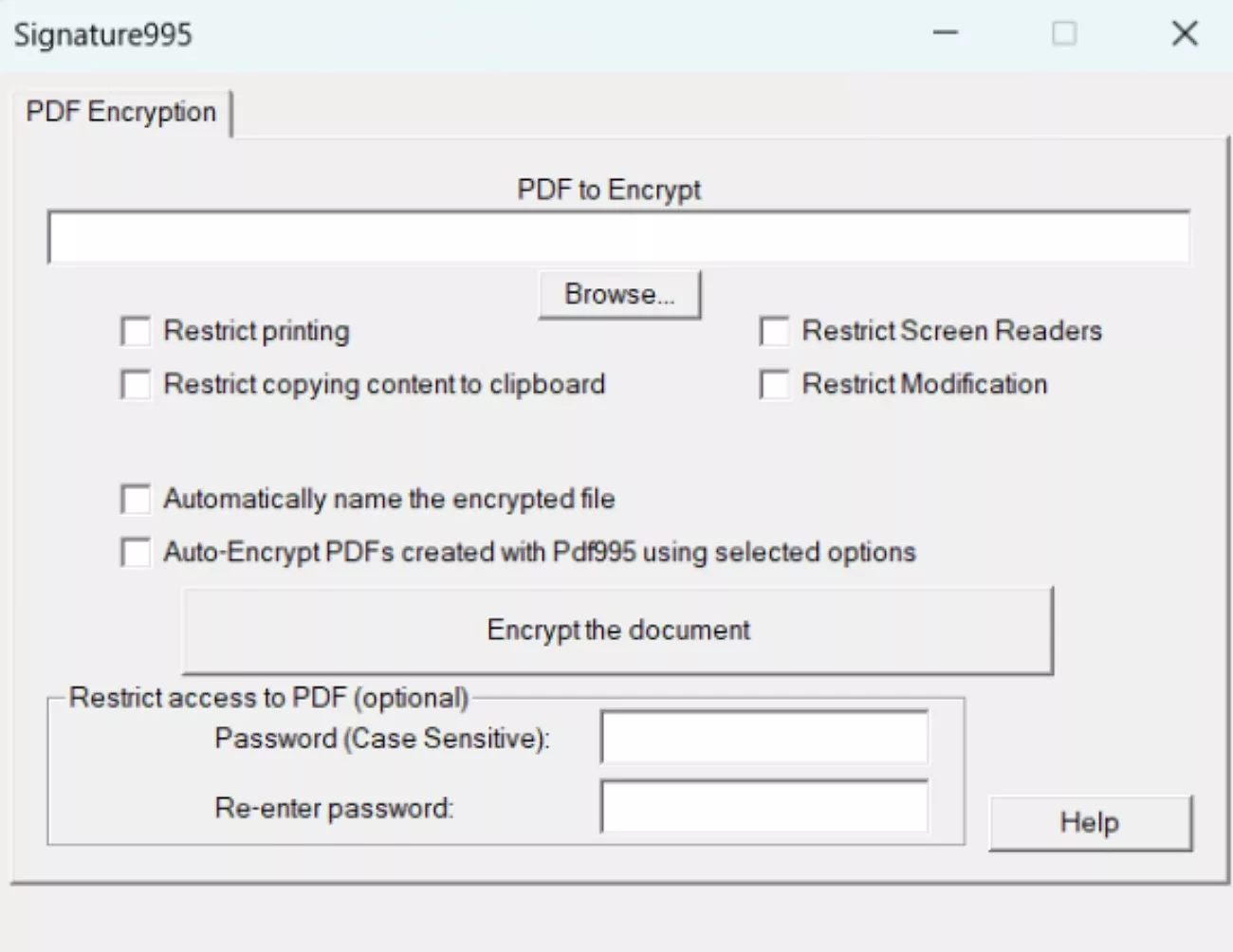 launch the signature995 for protecting pdf files