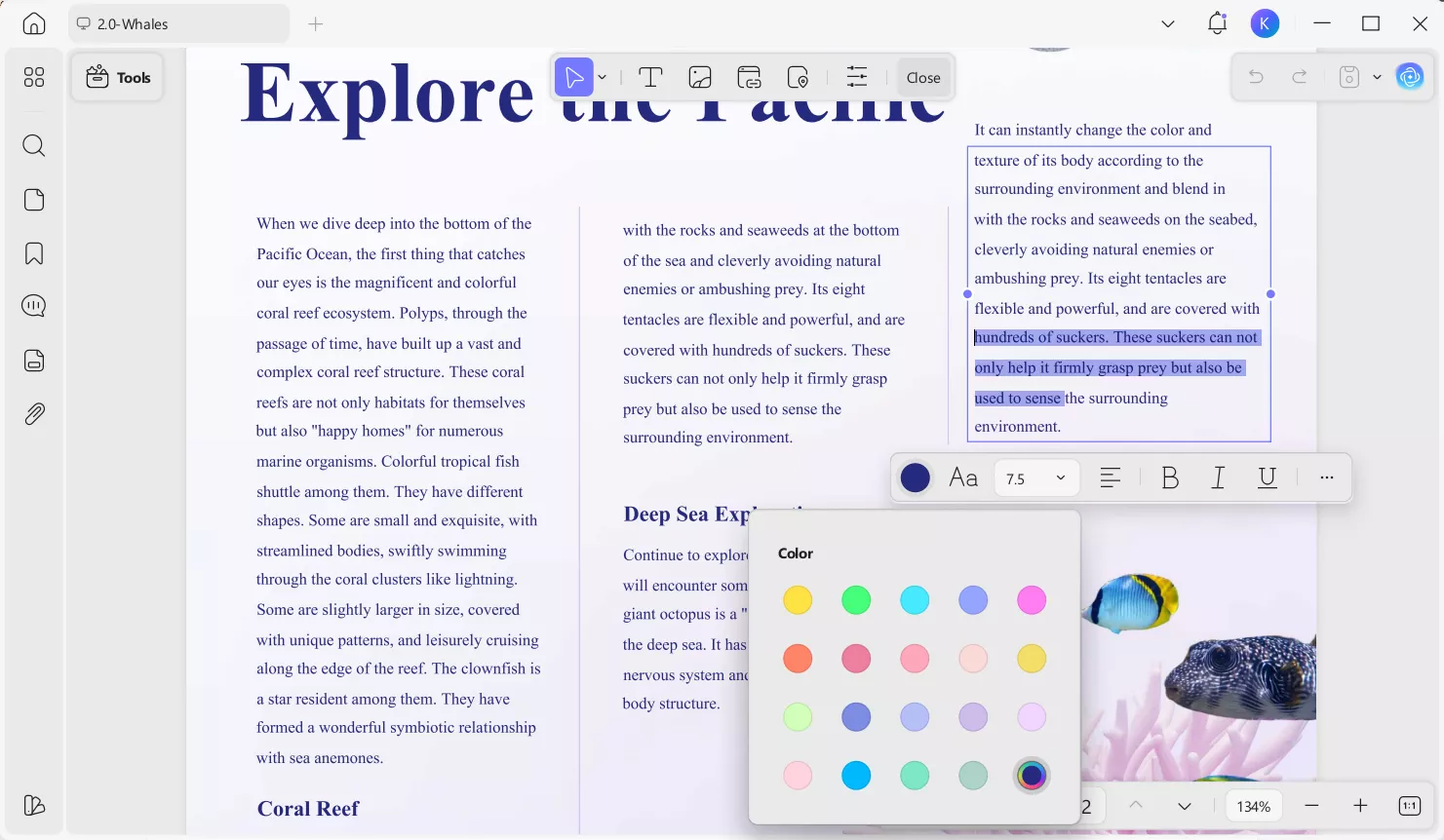 access the editing feature