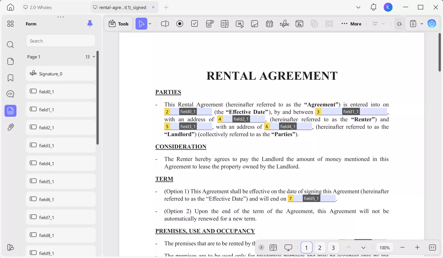 builtin form for interactive pdfs