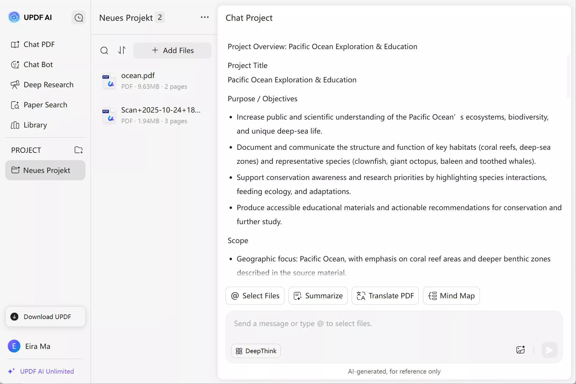 summarize pdf feature