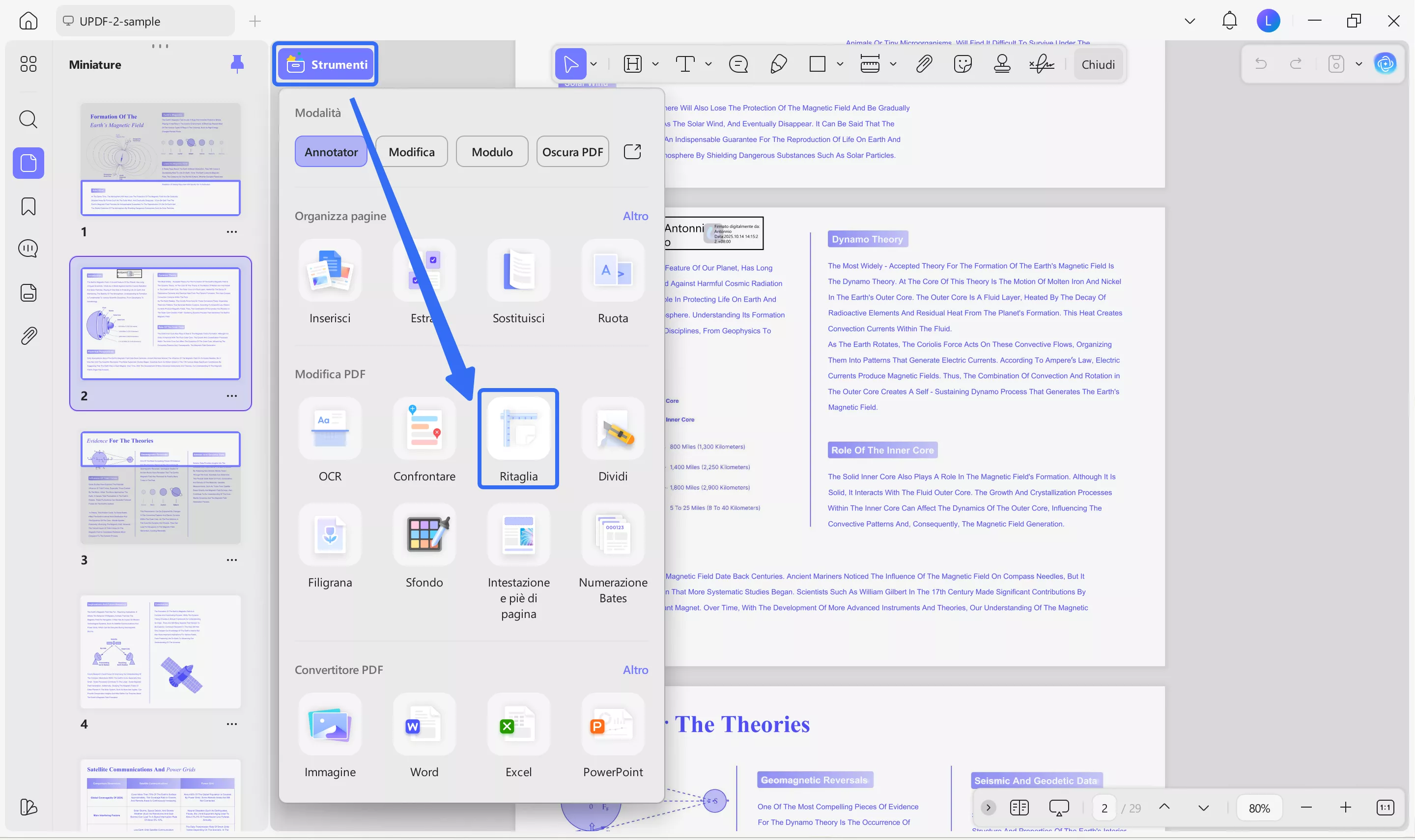 divide a word page into 4 crop pages
