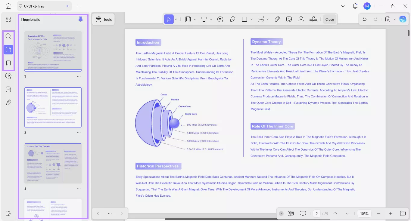 navigation tools in updf