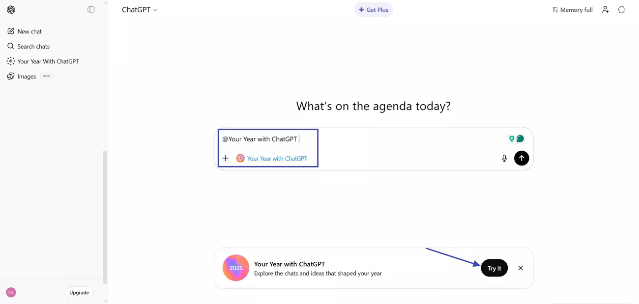 access chatgpt year review popup