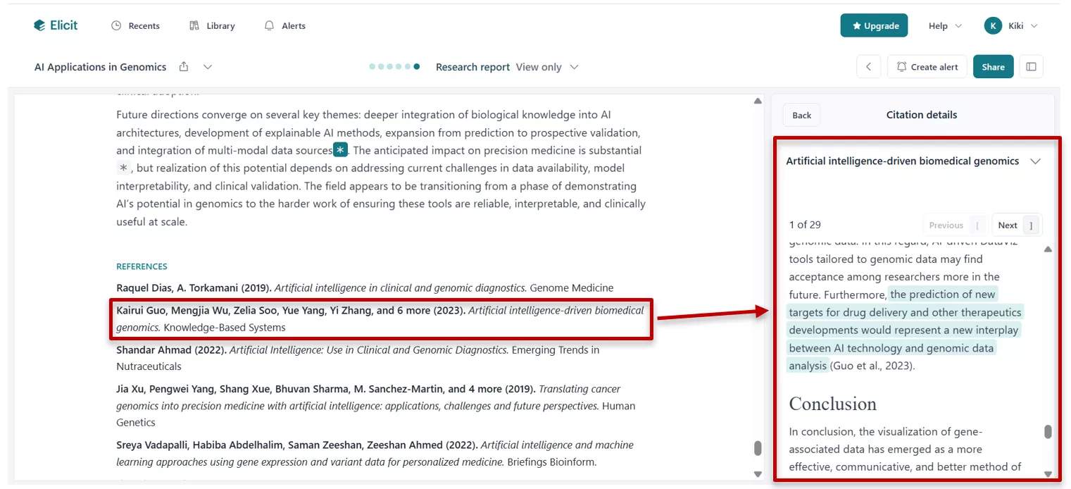 Elicit citations at the end