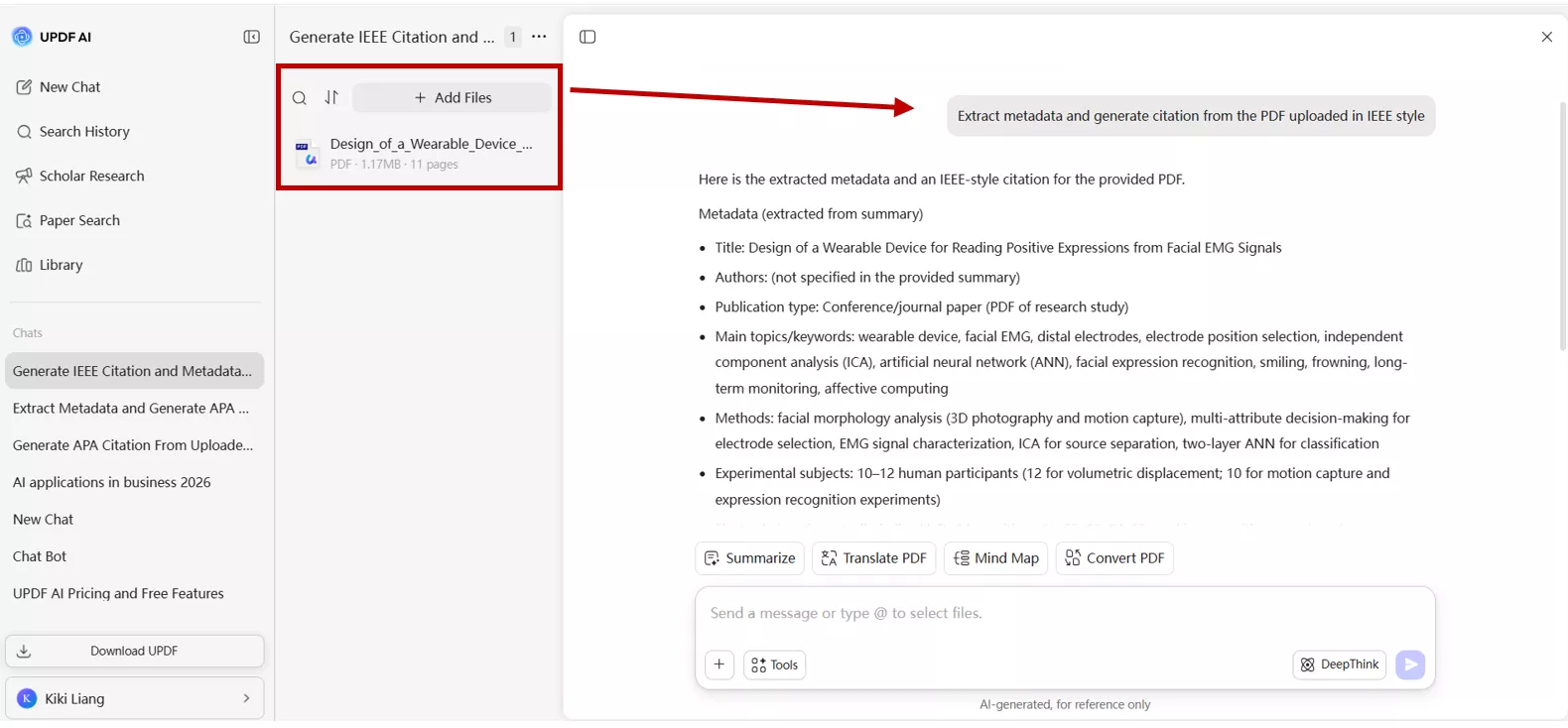 UPDF AI online in a web browser