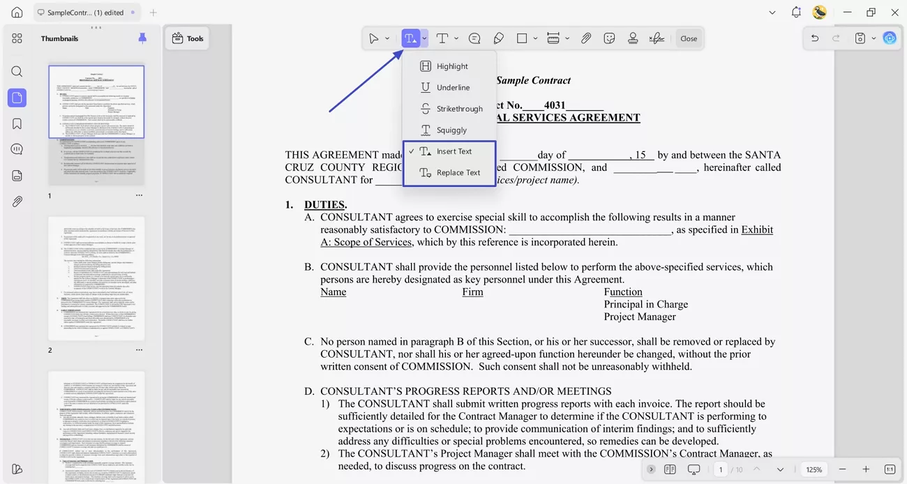 updf insert replace text annotation tools