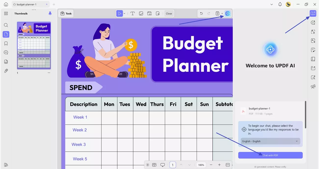 access updf ai chat pdf feature
