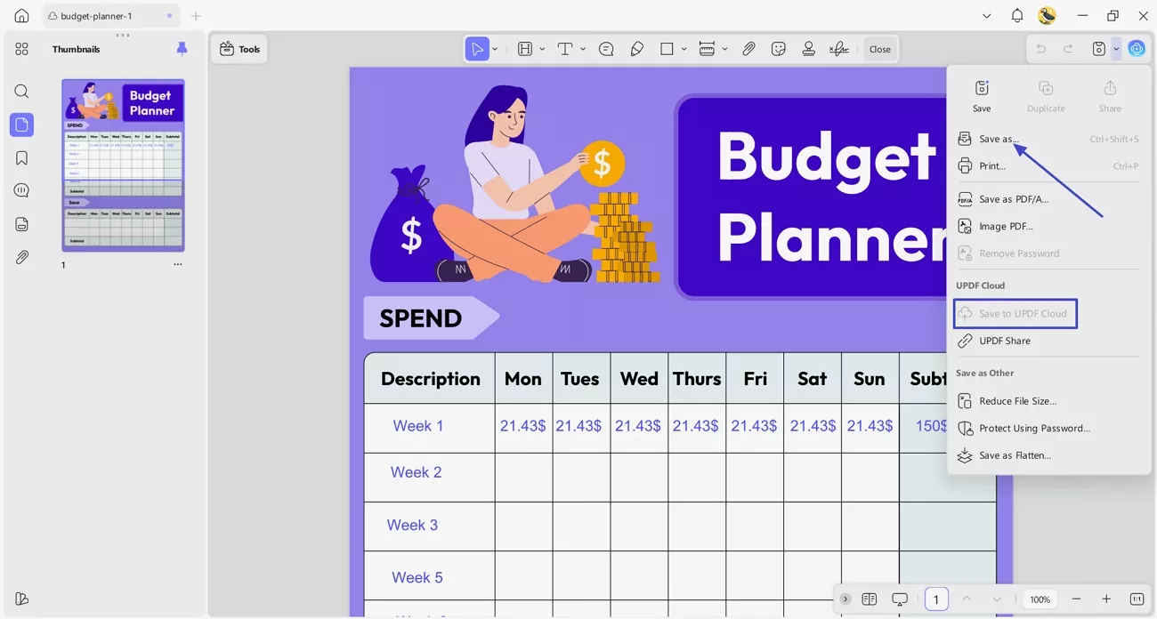 save budget plan updf cloud