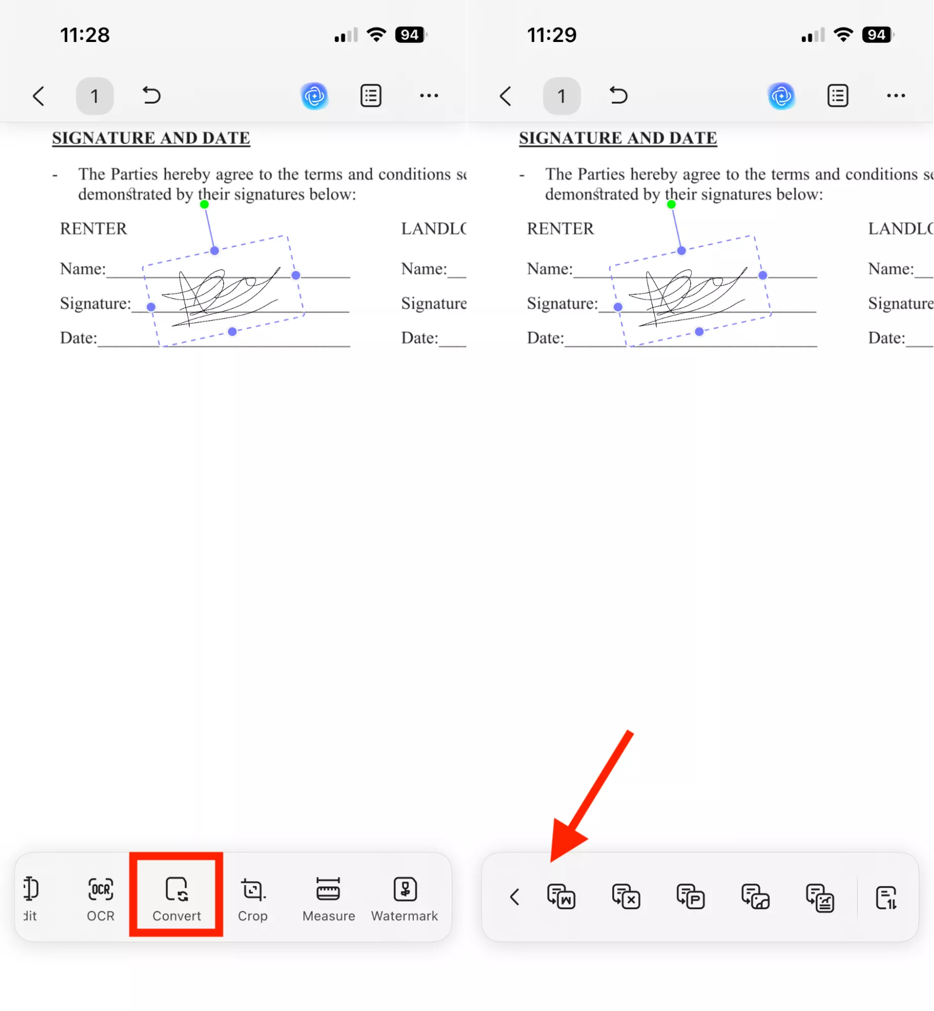 click and convert pdf to word