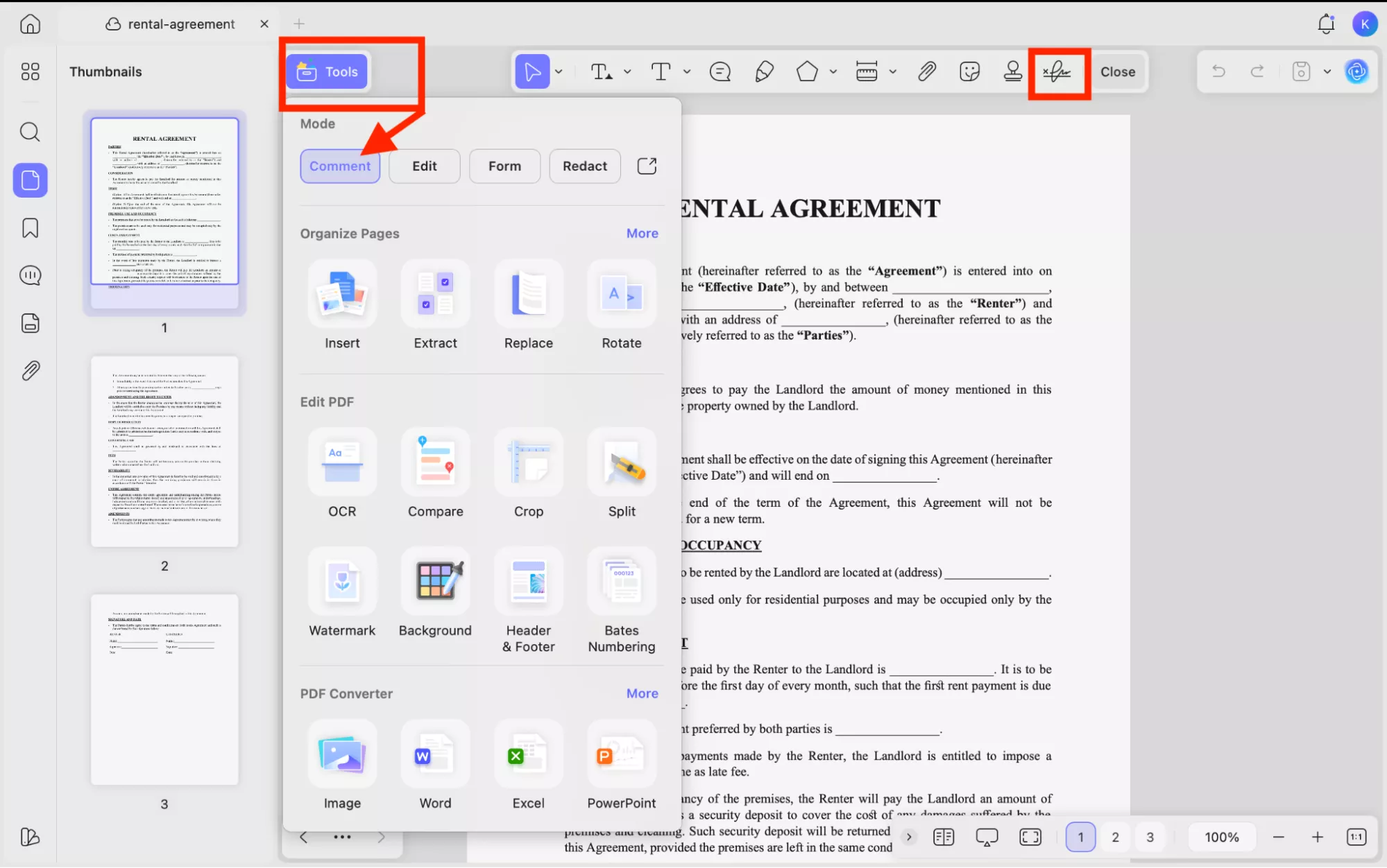 click-comment-to-add-signature