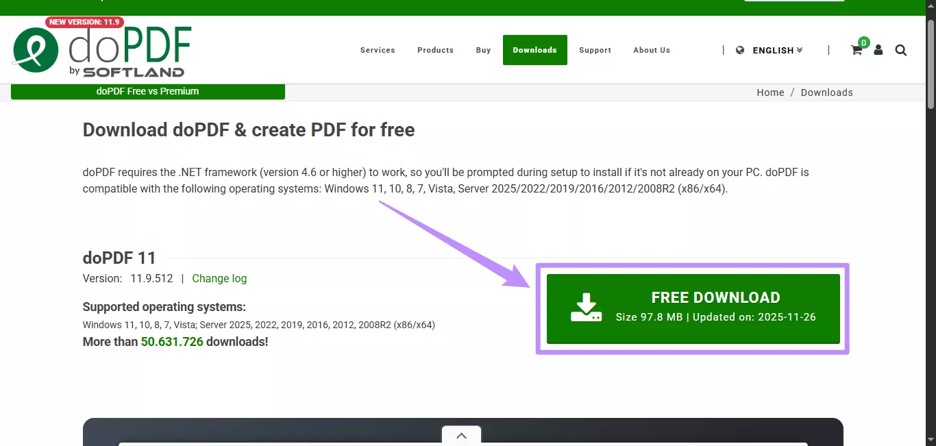 click on free download